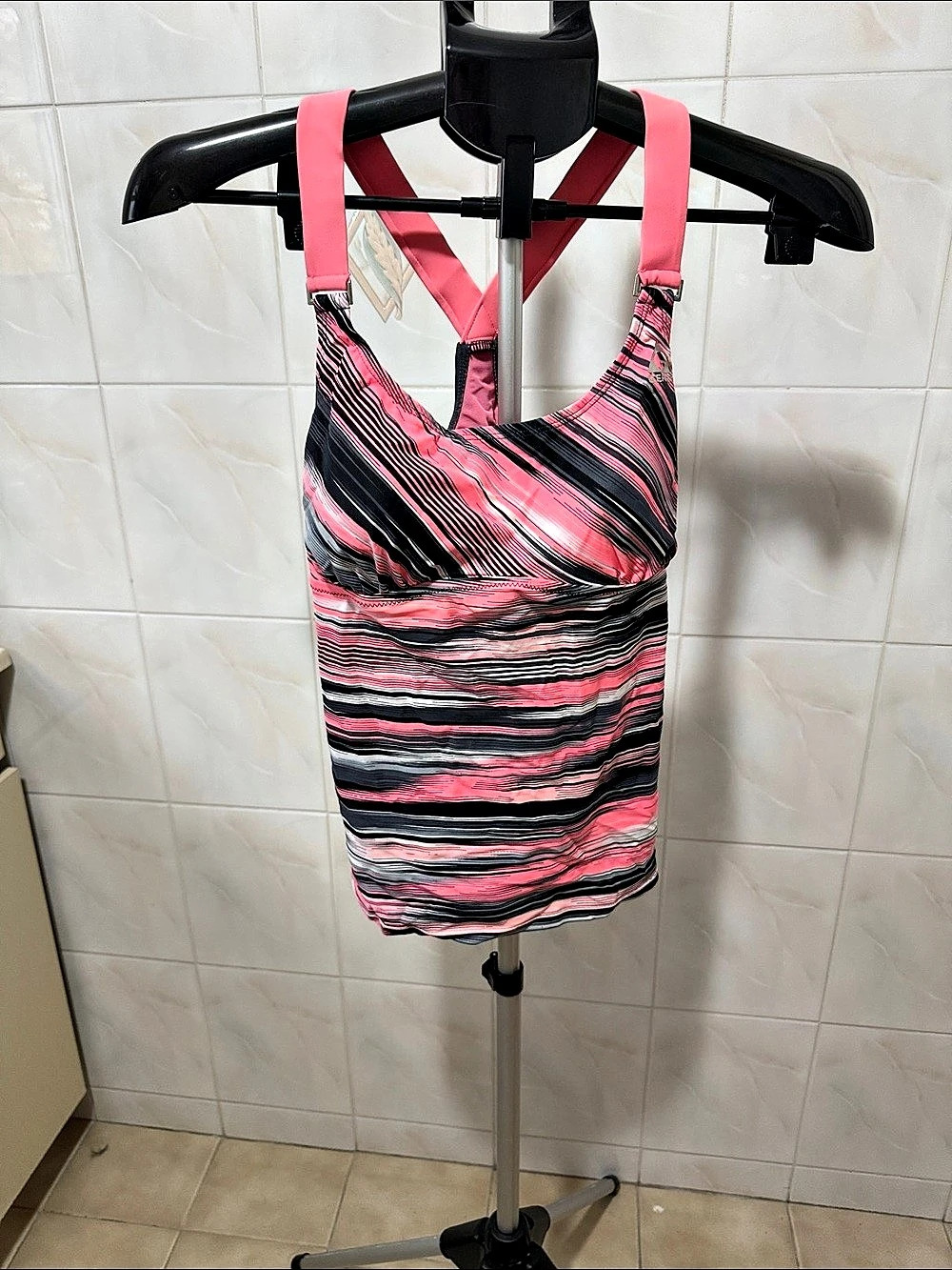 Gerry top-Piece Abstract Swimsuit Pink & Black Size Medium
